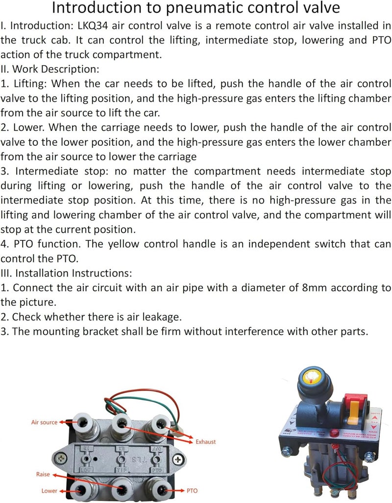 Wryxia PTO Control Valve Set for Dump Pump, PTO Switch Dual Valve Air Kit With Kickout, Pneumatic Control for Dump Truck Tipper (Valve) - Image 4